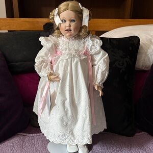 Samantha by Gorham Porcelain Doll in White and Pink Dress